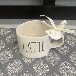 Rae Dunn Cream Latte Mug with Ribbon